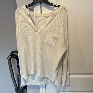 In Bloom Cream Waffle-Knit Pullover